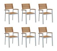 vidaXL Silla de Jardín 6 pcs Marrón 56 x 57 x 87 cm, Silla Outdoor con Estilo, Rectangular, Duradera, apilable, mobiliario Moderno para jardín y Comodidad