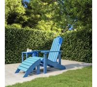 Silla de jardín Adirondack con reposapiés, fabricada en HDPE, color azul aguamarina. (Marca: The Living Store)