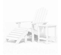 vidaXL Silla de jardín Adirondack con reposapiés y mesa HDPE blanco Blanco