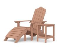Silla De Jardín Adirondack Con Reposapiés Y Mesa Hdpe Marrón Vidaxl