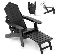 Silla de jardín Adirondack - Silla de jardín - Silla para exteriores - Silla reclinable - Plegable con reposapiés - Plástico resistente a la intemperie