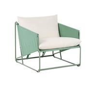 Silla De Jardín Baja De Metal Con Cojines De Asiento Y Respaldo Muebles De Exterior Interior Jardín Con Reposabrazos Verde Ponte