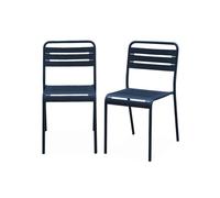 Silla de jardín bistró de acero, set de 2, amelia, azul marino, 44x52x79 cm