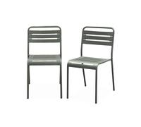 Silla de jardín bistró de acero, set de 2, amelia, verde kaki, 44x52x79 cm