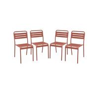 Silla de jardín bistró de acero, set de 4, amelia, terracotta, 44x52x79 cm