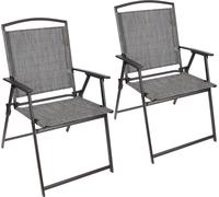 Silla de jardín BRUBAKER Bergamo - Silla de camping resistente a la intemperie - Silla plegable para balcón - Silla plegable para camping, jardín y balcón, 2 unidades, color gris