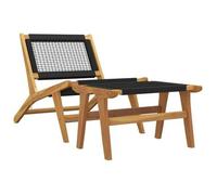 Silla De Jardín Con Reposapiés Madera Maciza Teca Y Poliéster Vidaxl