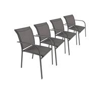 Silla de jardín de aluminio y textileno, set de 4 antracita - 62x55x84 cm
