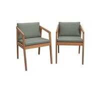 Silla De Jardín De Madera De Acacia, Set De 2, Verde Kaki