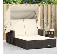 Silla de jardín doble con protección solar – tumbona – silla de jardín para exteriores – cama para exteriores – tumbona – ratán de polietileno – respaldo ajustable