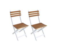 Silla de jardín plegable de madera de acacia (lote de 2), calena, blanco, 40x103.5x12 cm