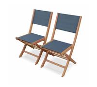 Silla de jardín plegable de madera de eucalipto, set de 2 antracita - 50x58.7x89 cm