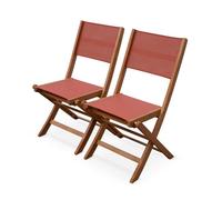 Silla de jardín plegable de madera de eucalipto, set de 2 terracotta - 50x58.7x89 cm