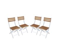 Silla de jardín plegable madera de acacia, set de 4 blanco - 40x103.5x12 cm