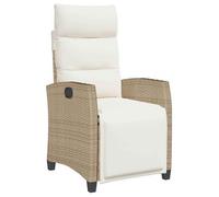 Silla De Jardín Reclinable Con Mesa Auxiliar Ratán Beige Vidaxl
