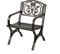 Silla de jardín Relaxdays, con reposabrazos, Extra Ancha, Metal, sillón Vintage, HBT: 85,5 x 60 x 56 cm, Negro/Bronce