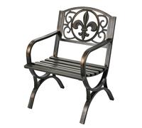 Silla de jardín Relaxdays, con reposabrazos, Extra Ancha, Metal, sillón Antiguo, HBT: 85,5 x 60 x 56 cm, Negro/Bronce