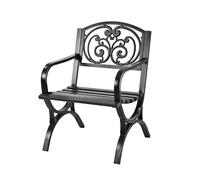 Silla de jardín Relaxdays, con reposabrazos, Extra Ancha, Metal, sillón Vintage, HBT: 85,5 x 60 x 56 cm, Negro