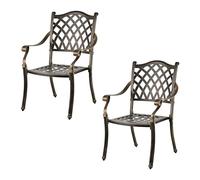 Silla de jardín Relaxdays, con reposabrazos, Metal, sillón Vintage, HBT: 91 x 63 x 63 cm, jardín y balcón, Negro/Bronce