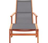 Silla de jardín vidaXL con reposapiés, color gris, de madera de eucalipto maciza y con tejido Textilene