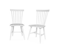 Silla de madera de hevea, set de 2, romie, blanco, 50.8x44.2x90 cm