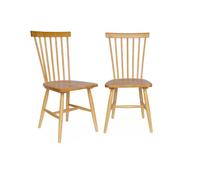Silla de madera de hevea, set de 2, romie, natural, 50.8x44.2x90 cm
