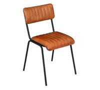 Silla De Metal "dario" Piel Marrón Coñac - Atmosphera Createur D'interieur