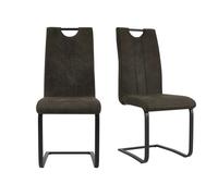 Silla de microfibra marrón oscuro patas metálicas negras (x2)