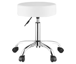 Silla de montar redonda VEVOR, silla con ruedas, con capacidad de carga de hasta 204 kg, con altura ajustable (55-71 cm), tapizada en cuero sintético (PU), silla de montar giratoria, ideal para salone