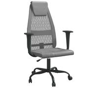 Silla de oficina ajustable en altura, color gris, con tapicería de malla y cuero sintético