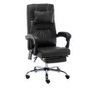 vidaXL Silla de oficina Ammia reclinable con función masaje 112-121x60x64 cm Negro