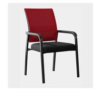 Silla de oficina apilable con respaldo de malla con asiento tapizado de tela, soporte lumbar ergonómico para escuela, iglesia, recepción, sala de espera
