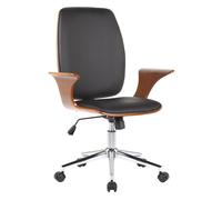 CLP Silla de oficina Burbank giratoria – Ejecutiva en polipiel, estructura madera, Nuez/Negro
