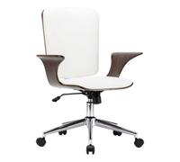 vidaXL Silla de oficina giratoria madera curvada y cuero artificial ergonómica – Negro y marrón