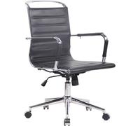 Silla de oficina CLP modelo Barton, con altura ajustable y giratoria. Color: negro. Material: cuero genuino