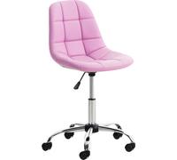 Silla de oficina CLP, modelo Emil, tapizada en imitación cuero, con altura ajustable y giratoria. Color: rosa