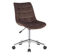 Silla de oficina CLP modelo Medford, tapizada en terciopelo, con altura ajustable y giratoria. Color: marrón