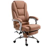 Silla de oficina CLP Pacific con función de masaje, tapizada en cuero sintético, con altura ajustable y giratoria | Color: marrón claro