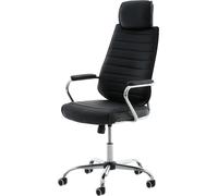 Silla de oficina CLP Rako V2, tapizada en cuero sintético, con ajuste de altura continuo y mecanismo de inclinación, color: