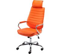 Silla de oficina CLP Rako V2, tapizada en cuero sintético, con ajuste de altura continuo y mecanismo de inclinación, color: naranja