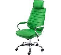 Silla de oficina CLP Rako V2, tapizada en cuero sintético, con ajuste de altura continuo y mecanismo de inclinación, color: verde