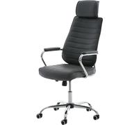 Silla de oficina CLP Rako V2, tapizada en cuero sintético, con ajuste de altura continuo y mecanismo de inclinación, color: gris