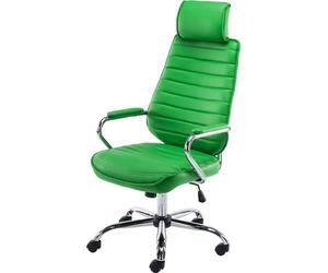 Silla de oficina CLP Rako V2, tapizada en cuero sintético, con ajuste de altura continuo y mecanismo de inclinación, color: verde