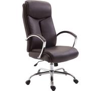 Silla de oficina CLP Vaud, tapizada en cuero sintético, con altura ajustable y giratoria - color marrón