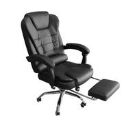 Silla de oficina comde oficina y escritorio negro con función reposapiés, tela y estructura metal 64x106x75 cm