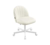 SONGMICS Silla de Oficina, Silla de Tocador de Tela Peluche, Sillón con Relleno de Espuma, Altura Regulable, para Oficina, Dormitorio, Vestidor, Blanco Crema OBG027WD01