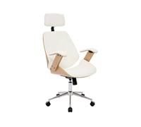 sweeek - Silla de oficina con ruedas, madera curvada y acabado en polipiel , Michael , 62x67x130 White