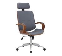 CLP Silla de oficina Dayton – reposacabezas, giratoria, regulable, polipiel, hasta 150 kg – Nuez/Gris