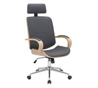 CLP Silla de oficina Dayton, reposacabezas, giratoria, regulable, polipiel, 150 kg, Natural/Gris