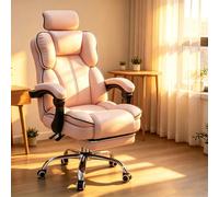 Silla de Oficina de Cuero, Silla para Juegos de Ordenador doméstico | Asiento acolchado en forma de silla de montar, reposabrazos móvil y base de metal resistente para trabajar(pink)